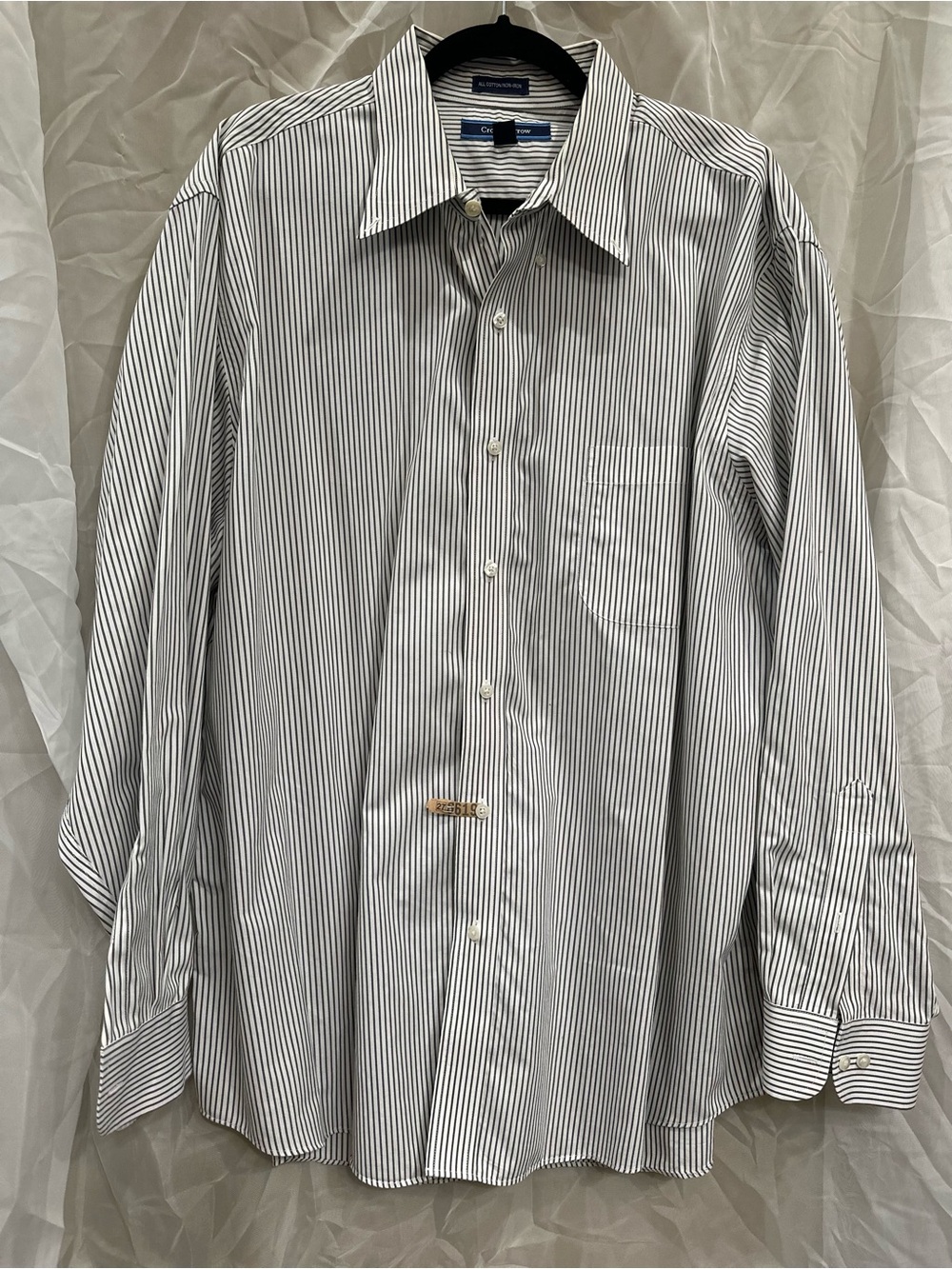 croft & barrow Men's White Shirt with Thin Charcoal Stripes